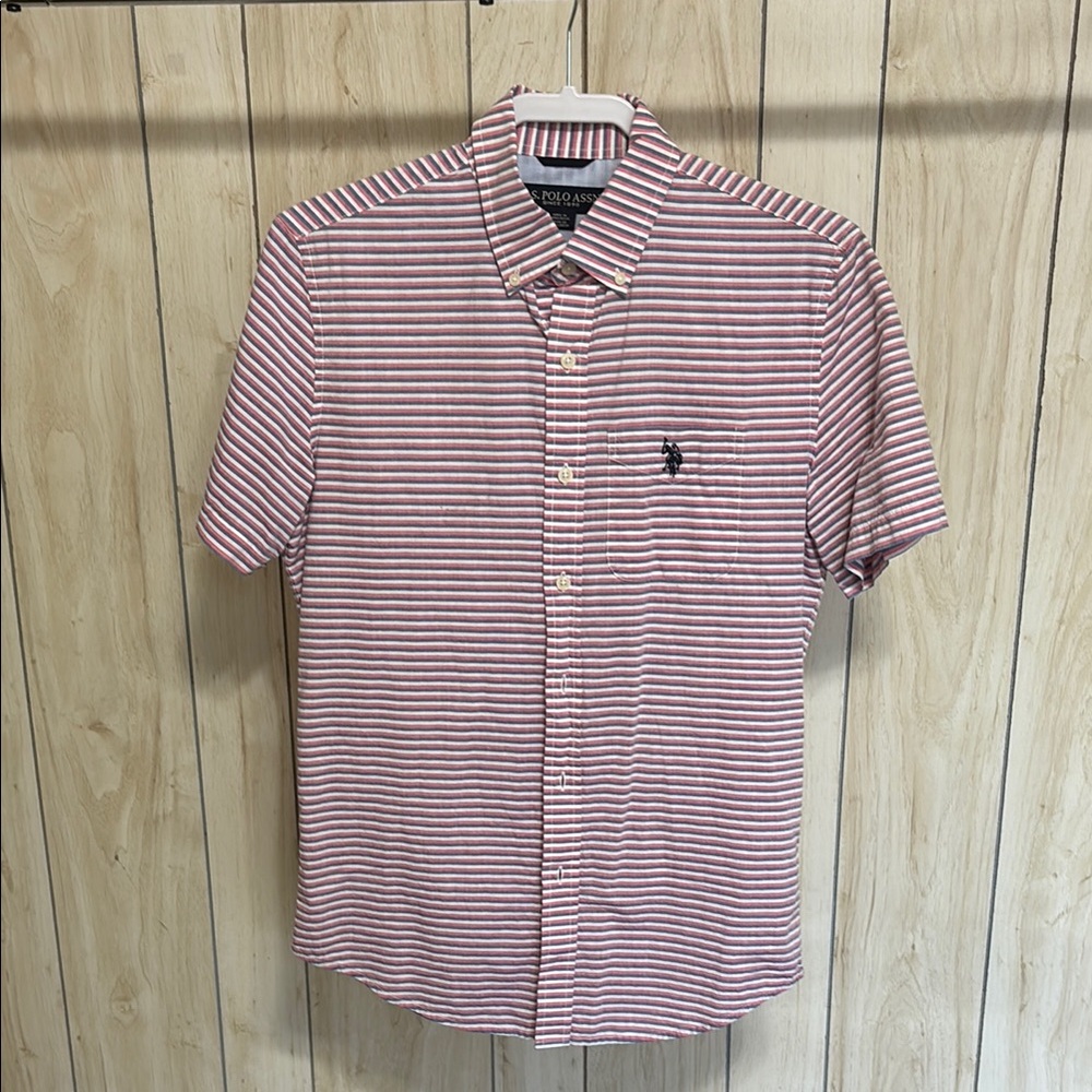 Polo by Ralph Lauren Red and White Casual Button Down Shirt